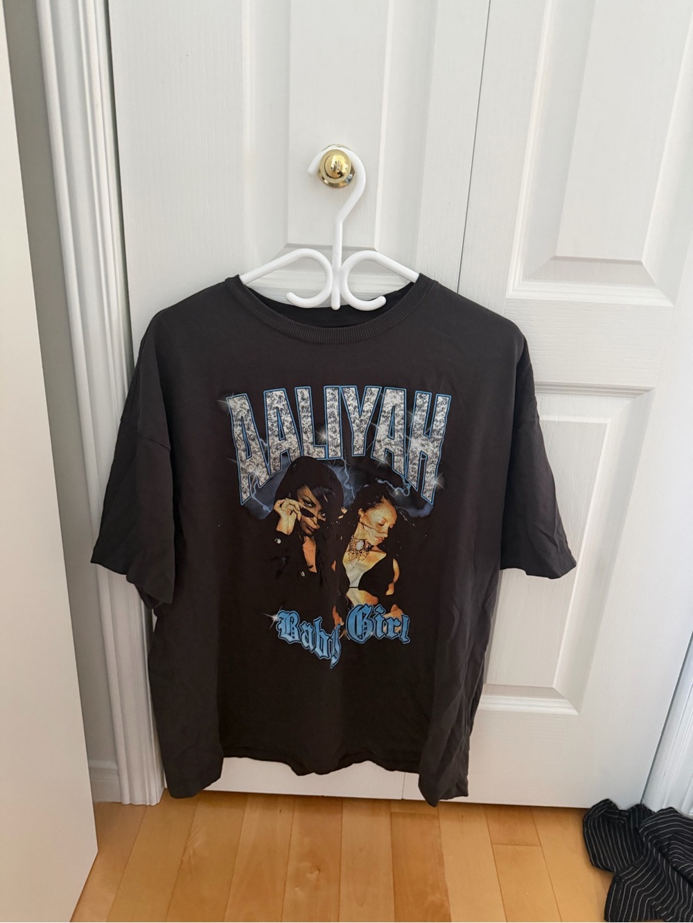 H&M Black Short Sleeve Tee with Blue Graphic - Aaliyah Baby Girl